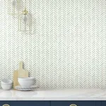 York Wallcoverings Painted Herringbone - Green Wallpaper | Buy Online York Wallcoverings Painted Herringbone wallpaper, color Green, SKU CV4452