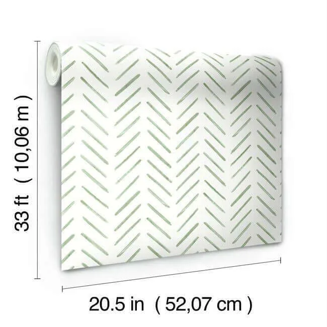 York Wallcoverings Painted Herringbone - Green Wallpaper | Buy Online York Wallcoverings Painted Herringbone wallpaper, color Green, SKU CV4452
