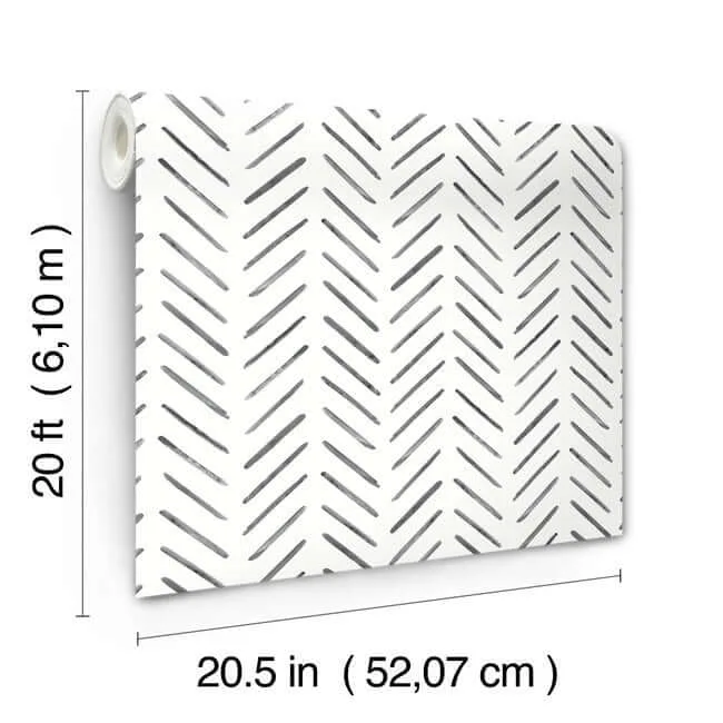 York Wallcoverings Painted Herringbone wallpaper, color Black, SKU PSW1525RL
