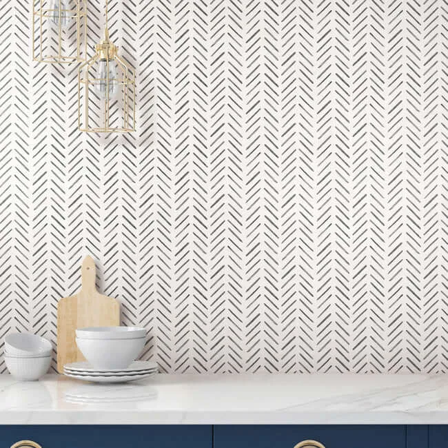York Wallcoverings Painted Herringbone wallpaper, color Black, SKU PSW1525RL