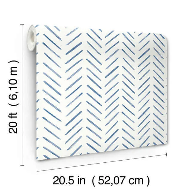 York Wallcoverings Painted Herringbone wallpaper, color Navy, SKU PSW1526RL