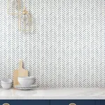 York Wallcoverings Painted Herringbone - Navy Wallpaper | Buy Online York Wallcoverings Painted Herringbone wallpaper, color Navy, SKU PSW1526RL