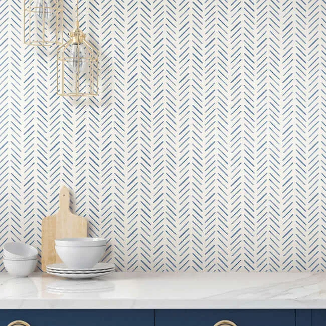 York Wallcoverings Painted Herringbone - Navy Wallpaper | Buy Online York Wallcoverings Painted Herringbone wallpaper, color Navy, SKU PSW1526RL