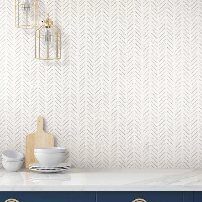 York Wallcoverings Painted Herringbone - Fog Wallpaper | Buy Online York Wallcoverings Painted Herringbone wallpaper, color Fog, SKU PSW1527RL