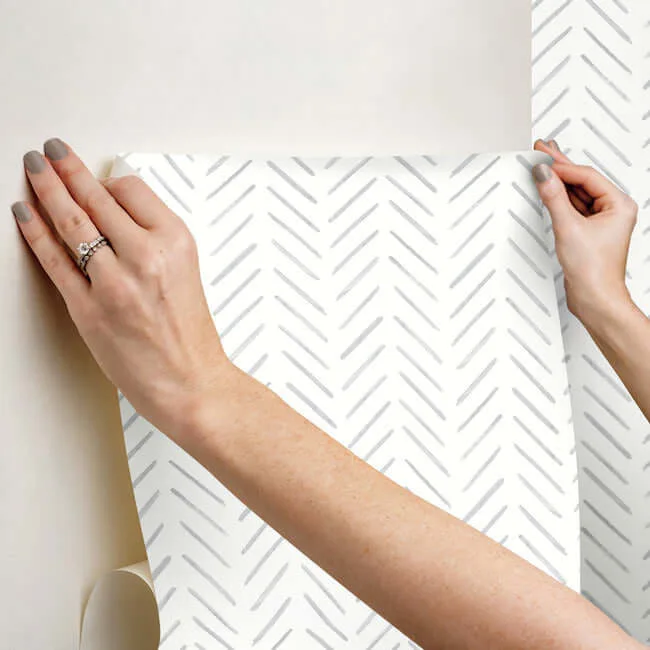 York Wallcoverings Painted Herringbone - Fog Wallpaper | Buy Online York Wallcoverings Painted Herringbone wallpaper, color Fog, SKU PSW1527RL