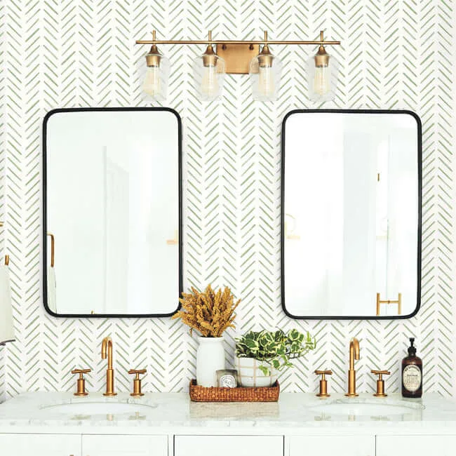 York Wallcoverings Painted Herringbone - Fern Wallpaper | Buy Online York Wallcoverings Painted Herringbone wallpaper, color Fern, SKU PSW1528RL