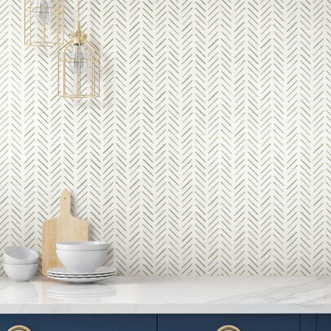 York Wallcoverings Painted Herringbone - Fern Wallpaper | Buy Online York Wallcoverings Painted Herringbone wallpaper, color Fern, SKU PSW1528RL