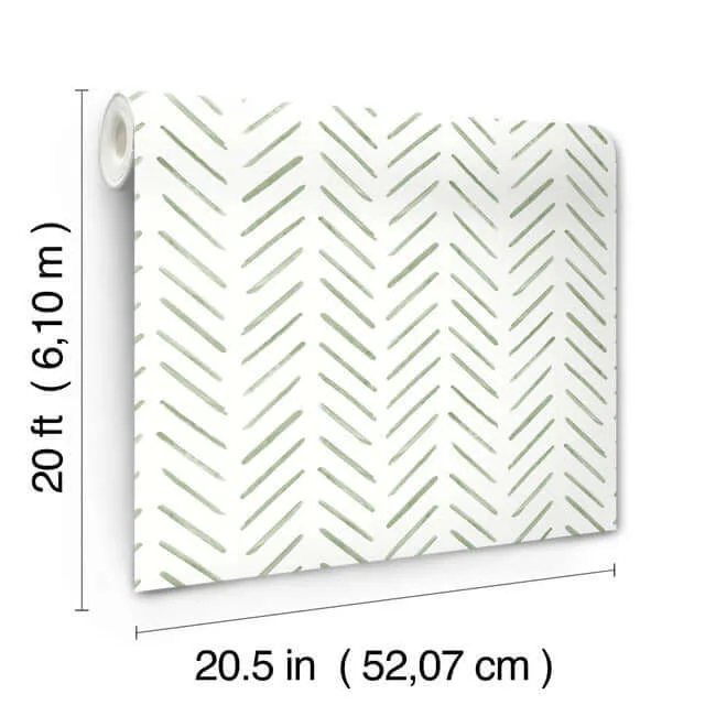 York Wallcoverings Painted Herringbone - Fern Wallpaper | Buy Online York Wallcoverings Painted Herringbone wallpaper, color Fern, SKU PSW1528RL