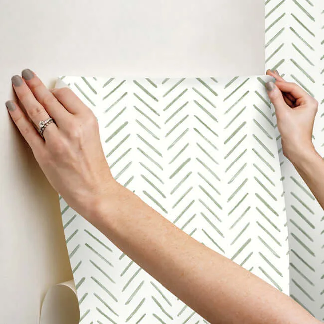 York Wallcoverings Painted Herringbone - Fern Wallpaper | Buy Online York Wallcoverings Painted Herringbone wallpaper, color Fern, SKU PSW1528RL