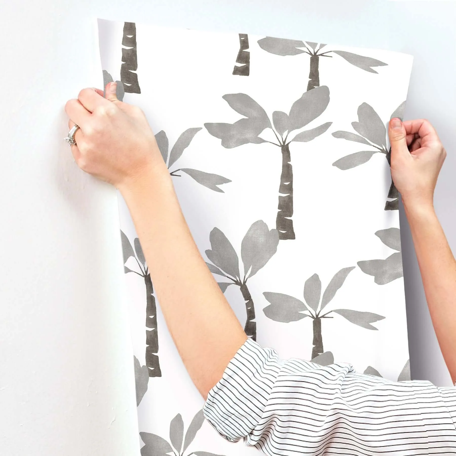 York Wallcoverings Painted Oasis wallpaper, color Carbon & Graphite, SKU ZM2838