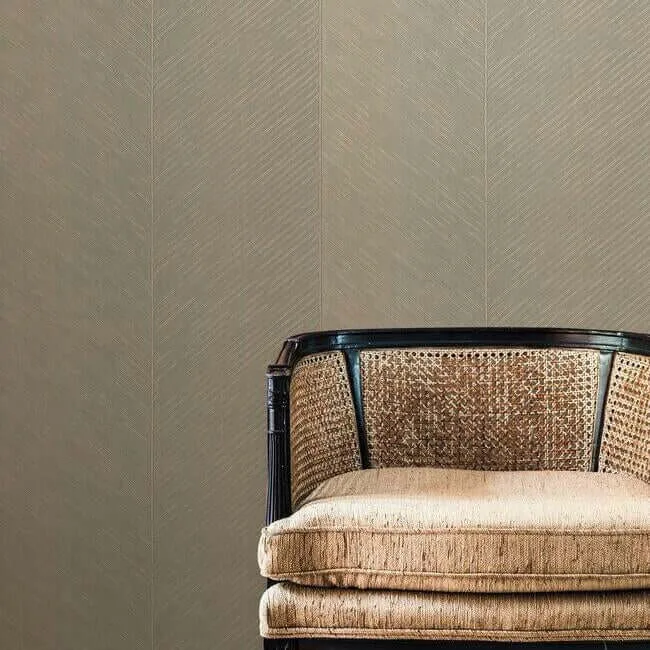 York Wallcoverings Palm Chevron wallpaper, color Taupe & Gold, SKU TC2699