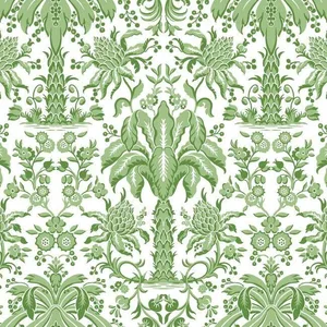 York Wallcoverings Palmetto Palm Damask wallpaper, color Green, SKU DM5011