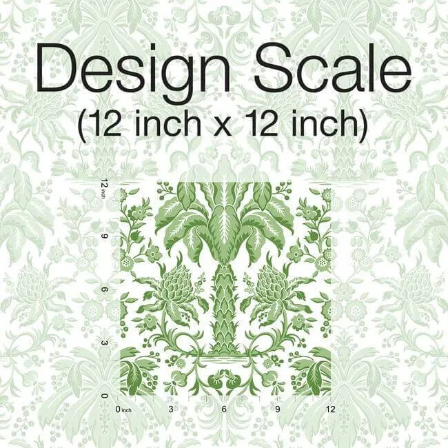 York Wallcoverings Palmetto Palm Damask wallpaper, color Green, SKU DM5011