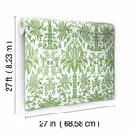 York Wallcoverings Palmetto Palm Damask wallpaper, color Green, SKU DM5011