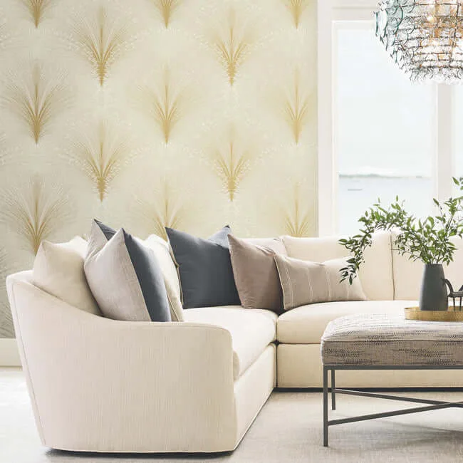 York Wallcoverings Papyrus Plume wallpaper, color Beige, SKU OI0681