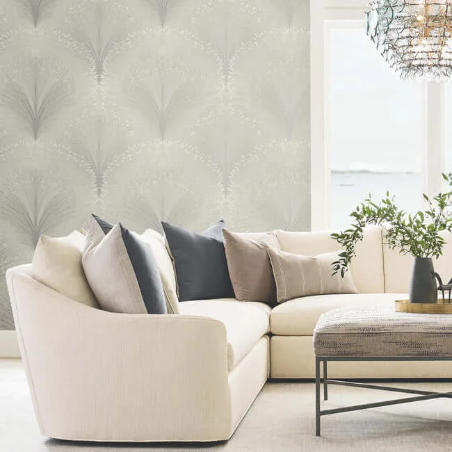 York Wallcoverings Papyrus Plume wallpaper, color Grey, SKU OI0684