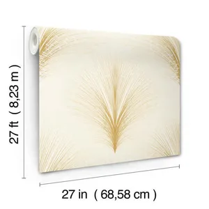York Wallcoverings Papyrus Plume wallpaper, color Ivory, SKU OI0683