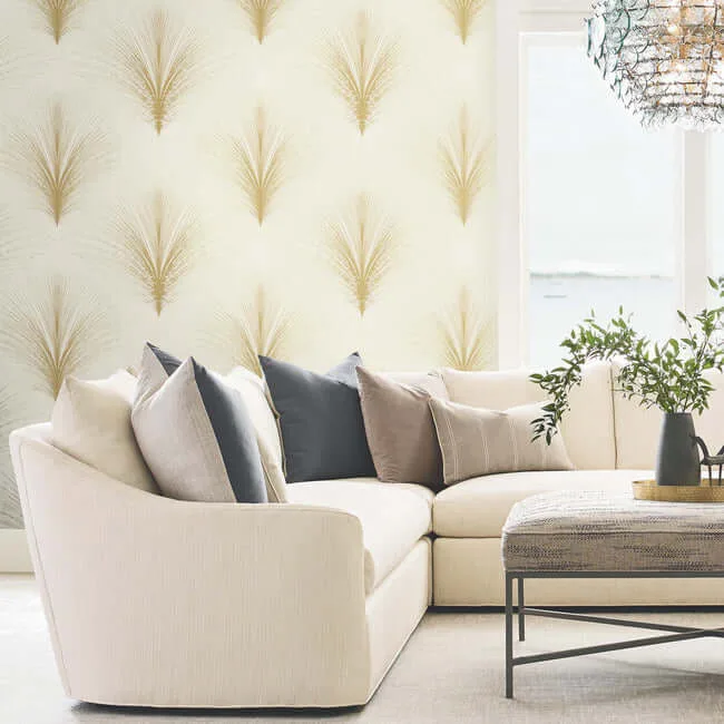 York Wallcoverings Papyrus Plume wallpaper, color Ivory, SKU OI0683