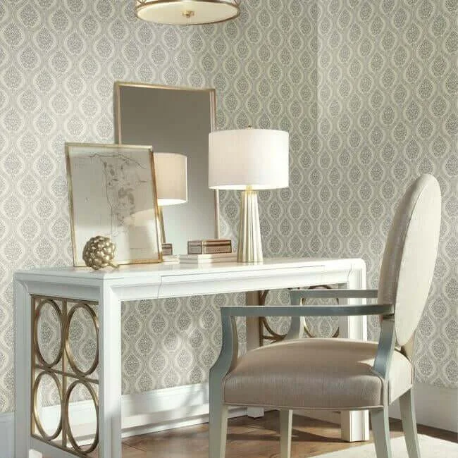 York Wallcoverings Petite Ogee wallpaper, color Taupe, SKU DM5027