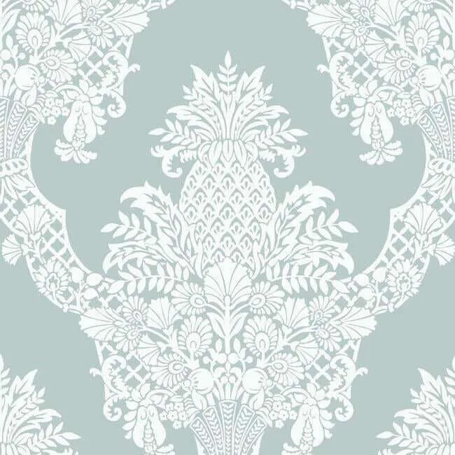 York Wallcoverings Pineapple Plantation wallpaper, color Blue, SKU DM4973