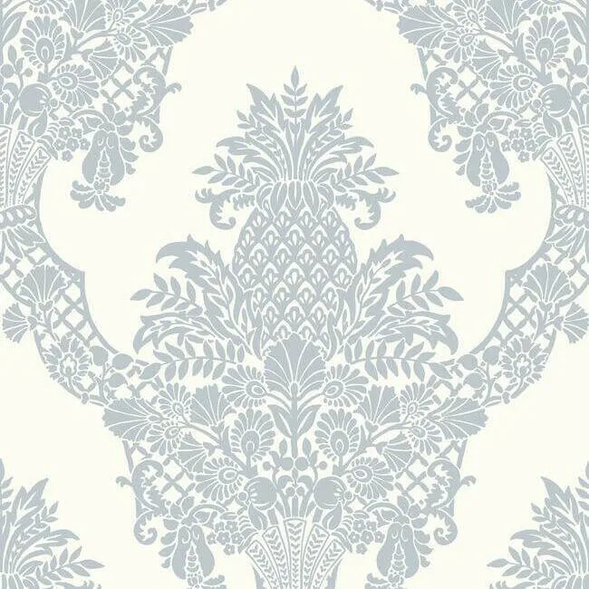 York Wallcoverings Pineapple Plantation wallpaper, color Periwinkle & White, SKU DM4974
