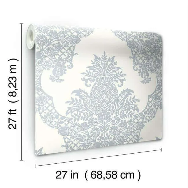 York Wallcoverings Pineapple Plantation - Periwinkle & White Wallpaper | Buy Online York Wallcoverings Pineapple Plantation wallpaper, color Periwinkle & White, SKU DM4974
