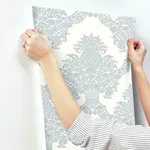 York Wallcoverings Pineapple Plantation - Periwinkle & White Wallpaper | Buy Online York Wallcoverings Pineapple Plantation wallpaper, color Periwinkle & White, SKU DM4974