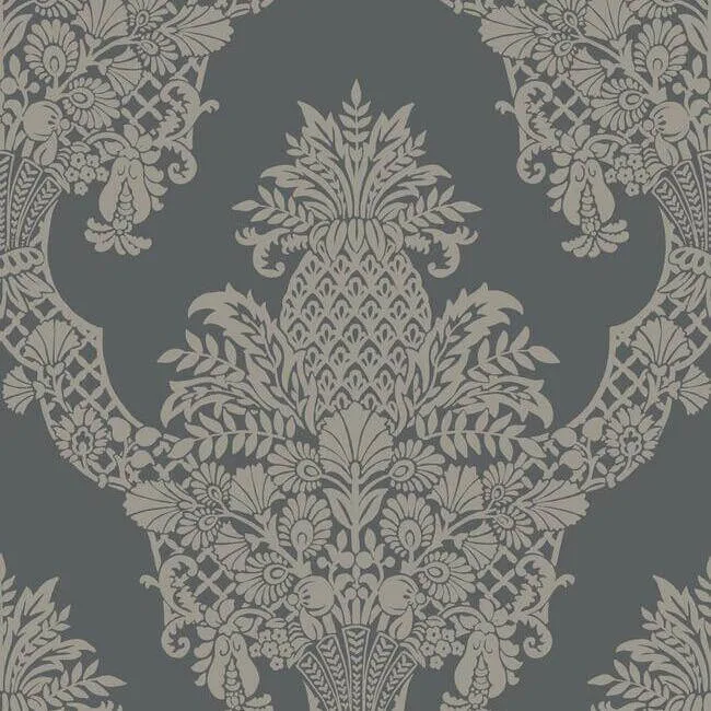 York Wallcoverings Pineapple Plantation wallpaper, color Grey, SKU DM4975