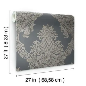 York Wallcoverings Pineapple Plantation wallpaper, color Grey, SKU DM4975