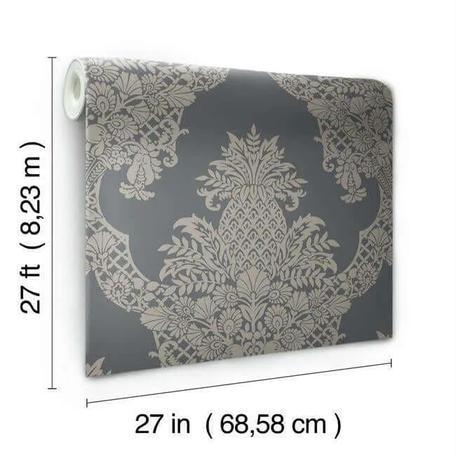York Wallcoverings Pineapple Plantation wallpaper, color Grey, SKU DM4975