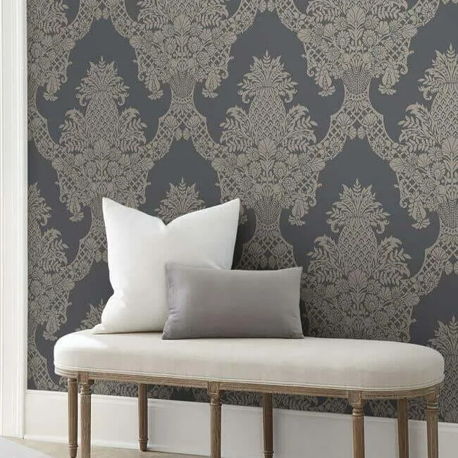 York Wallcoverings Pineapple Plantation - Grey Wallpaper | Buy Online York Wallcoverings Pineapple Plantation wallpaper, color Grey, SKU DM4975