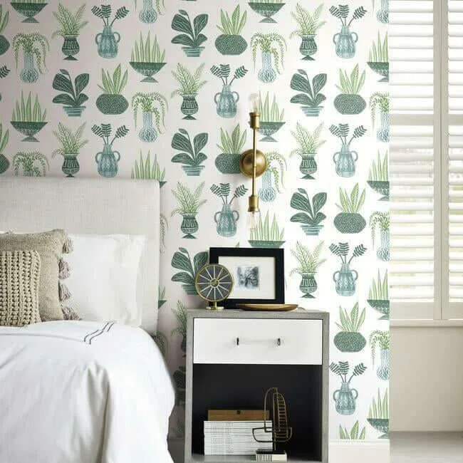 York Wallcoverings Plant Party wallpaper, color Green, SKU PSW1249RL
