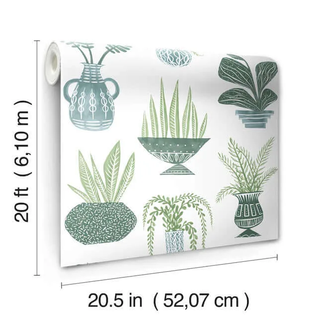 York Wallcoverings Plant Party wallpaper, color Green, SKU PSW1249RL