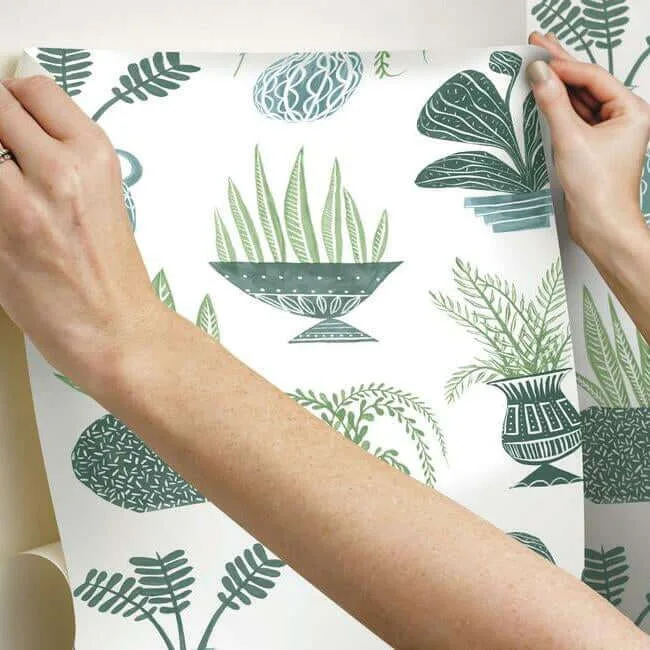 York Wallcoverings Plant Party wallpaper, color Green, SKU PSW1249RL