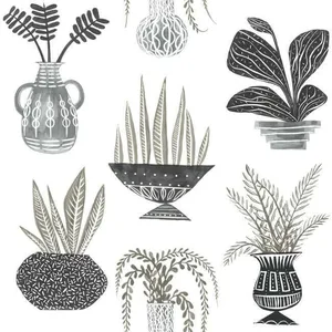 York Wallcoverings Plant Party wallpaper, color Black, SKU PSW1251RL