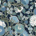 York Wallcoverings Poppies - Black & Blue Metallic Wallpaper | Buy Online York Wallcoverings Poppies wallpaper, color Black & Blue Metallic, SKU GO8312
