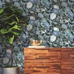York Wallcoverings Poppies - Black & Blue Metallic Wallpaper | Buy Online York Wallcoverings Poppies wallpaper, color Black & Blue Metallic, SKU GO8312