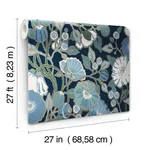 York Wallcoverings Poppies - Black & Blue Metallic Wallpaper | Buy Online York Wallcoverings Poppies wallpaper, color Black & Blue Metallic, SKU GO8312