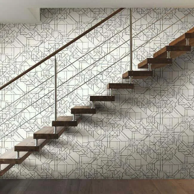 York Wallcoverings Prism Schematics wallpaper, color Black & Gold, SKU PSW1050RL
