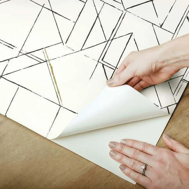 York Wallcoverings Prism Schematics wallpaper, color Black & Gold, SKU PSW1050RL