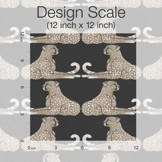 York Wallcoverings Reclining Cheetahs wallpaper, color Black, SKU PSW1355RL