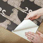 York Wallcoverings Reclining Cheetahs wallpaper, color Black, SKU PSW1355RL