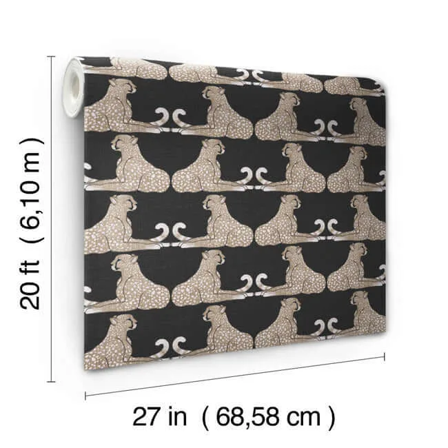 York Wallcoverings Reclining Cheetahs wallpaper, color Black, SKU PSW1355RL