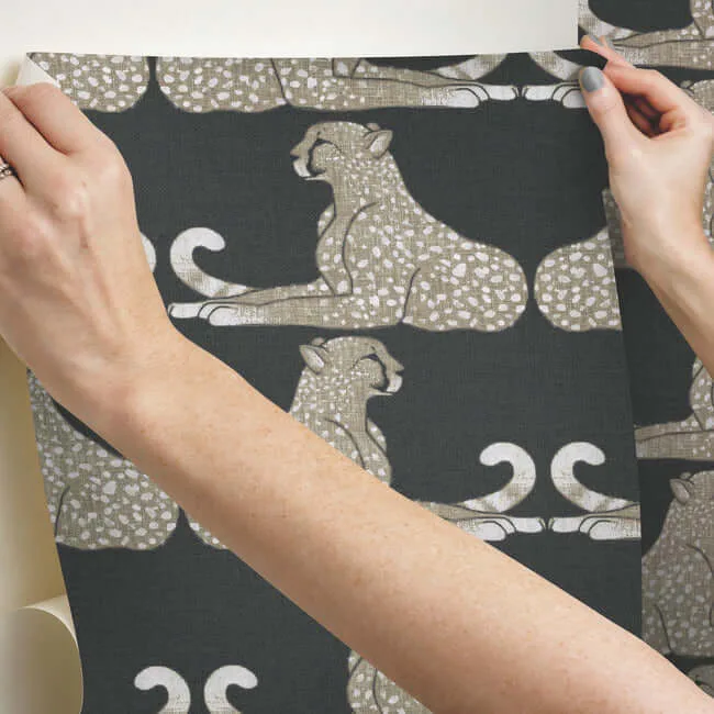 York Wallcoverings Reclining Cheetahs wallpaper, color Black, SKU PSW1355RL