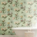 York Wallcoverings Rhododendron Script - Blue Wallpaper | Buy Online York Wallcoverings Rhododendron Script wallpaper, color Blue, SKU HA1289