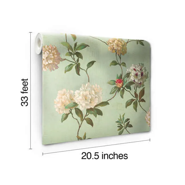 York Wallcoverings Rhododendron Script - Blue Wallpaper | Buy Online York Wallcoverings Rhododendron Script wallpaper, color Blue, SKU HA1289