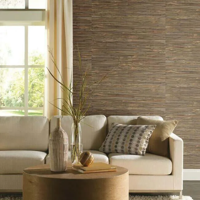 York Wallcoverings River Grass wallpaper, color Black, SKU NZ0786