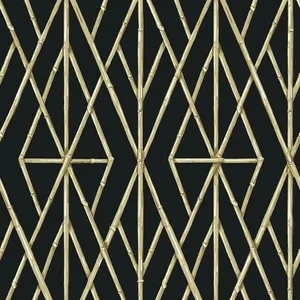 York Wallcoverings Riviera Bamboo Trellis wallpaper, color Black, SKU CV4448