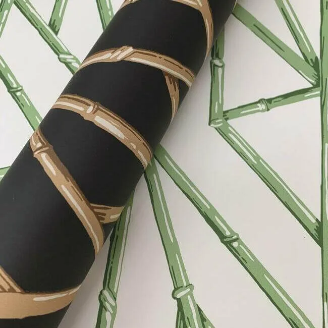 York Wallcoverings Riviera Bamboo Trellis wallpaper, color Black, SKU CV4448