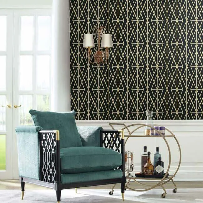York Wallcoverings Riviera Bamboo Trellis - Black Wallpaper | Buy Online York Wallcoverings Riviera Bamboo Trellis wallpaper, color Black, SKU CV4448